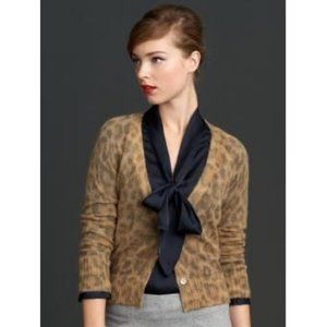 Banana Republic x Madmen Cardigan Rare Mohair Leopard Print Retro Cream M